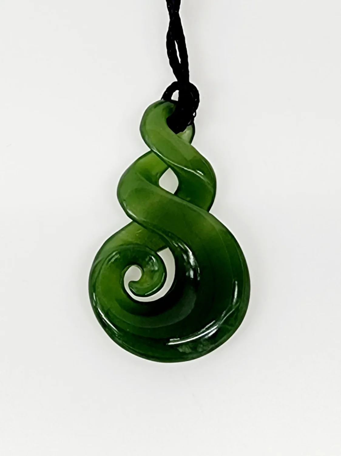 Pounamu Double Pikorua (Twist) with Koru Necklace
