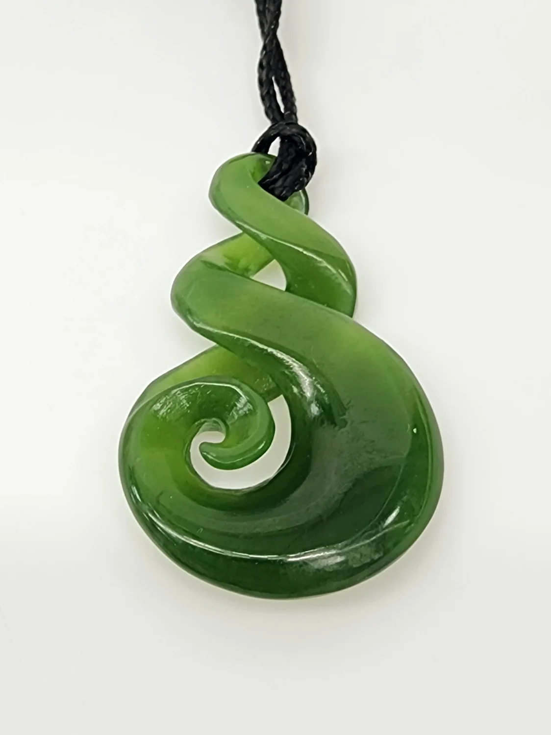 Pounamu Double Pikorua (Twist) with Koru Necklace