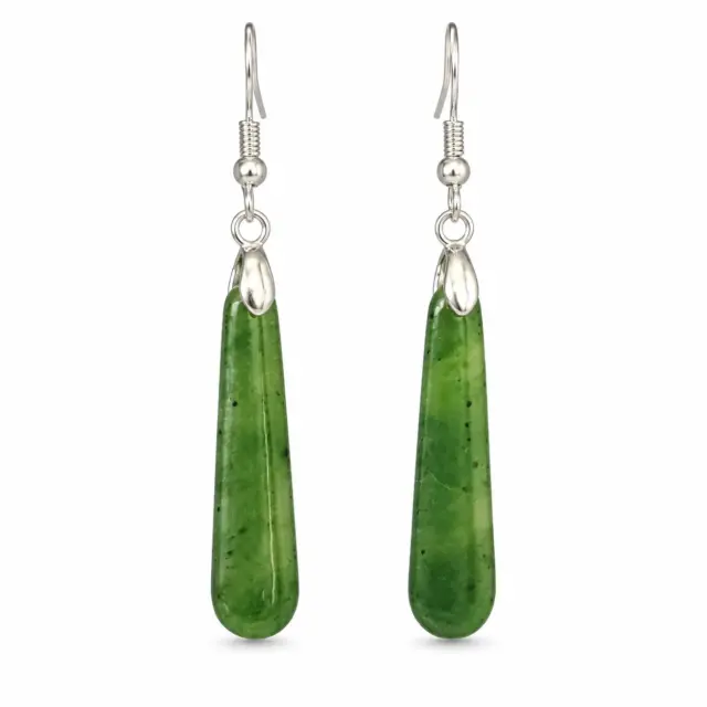 Pounamu Drop Earrings with Sterling Silver Setting and Hooks - ED2.28
