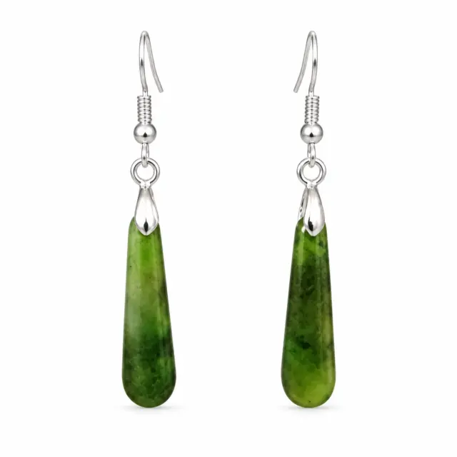 Pounamu Drop Earrings with Sterling Silver Setting and Hooks - ED3.20