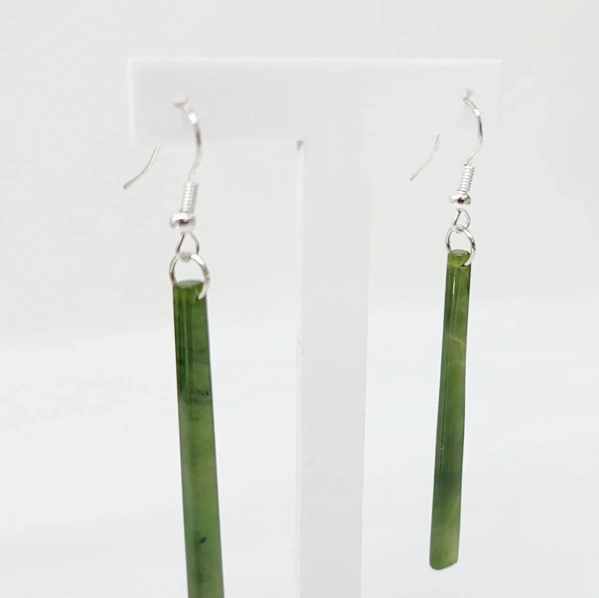 Pounamu Drop Earrings with Sterling Silver Setting and Hooks - EST1.45