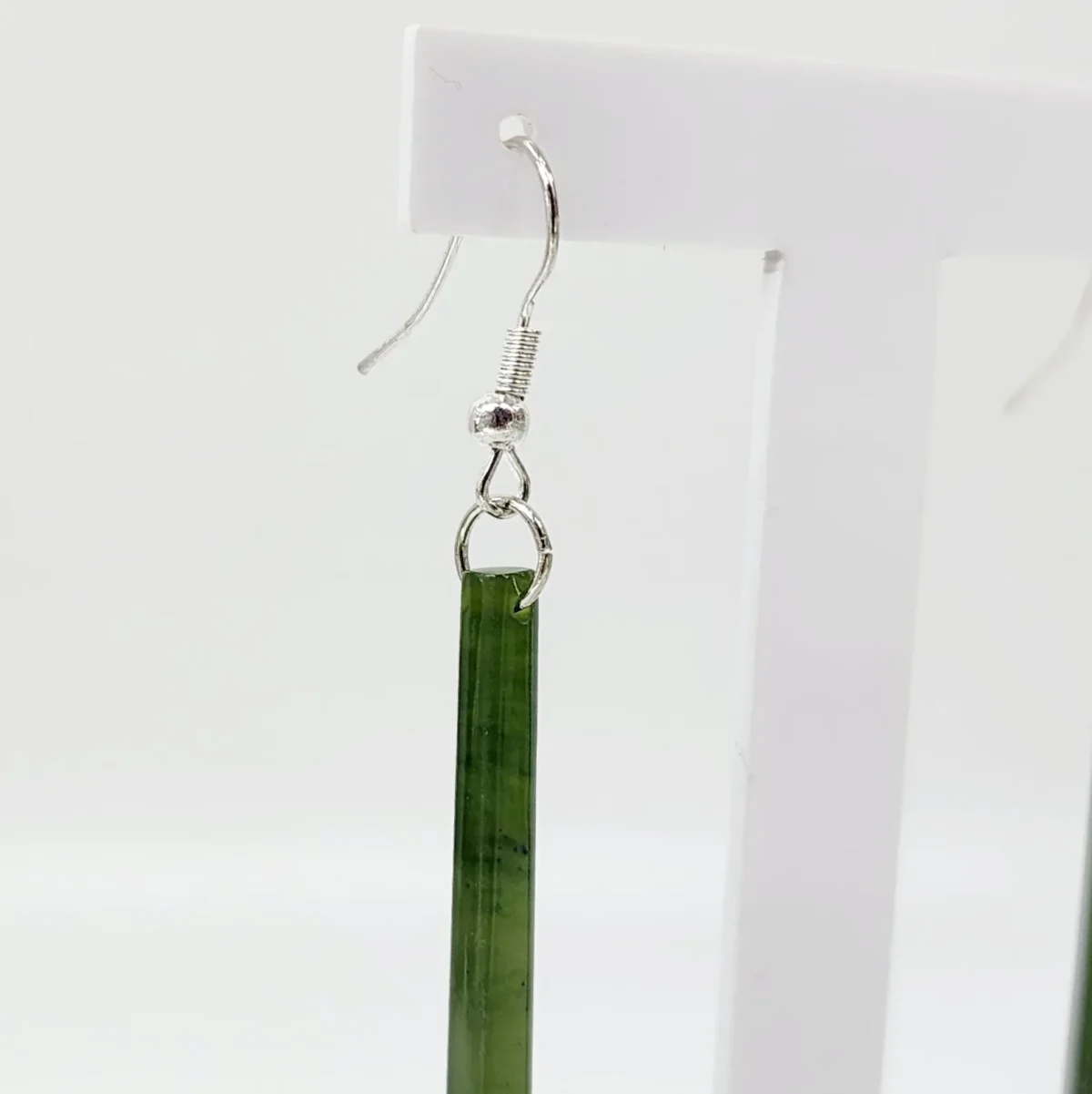 Pounamu Drop Earrings with Sterling Silver Setting and Hooks - EST1.45