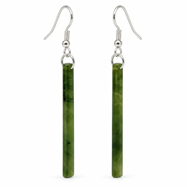 Pounamu Drop Earrings with Sterling Silver Setting and Hooks - EST1.45