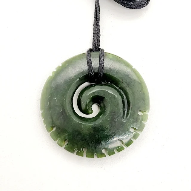 Pounamu Notched Koru Necklace - HPN105.59