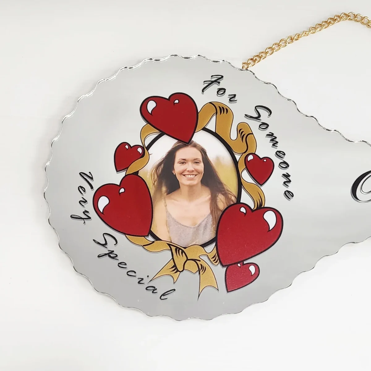 Red Heart with Golden Ribbon 21st Birthday Mirror Key with "For Someone Very Special" - SJ2501