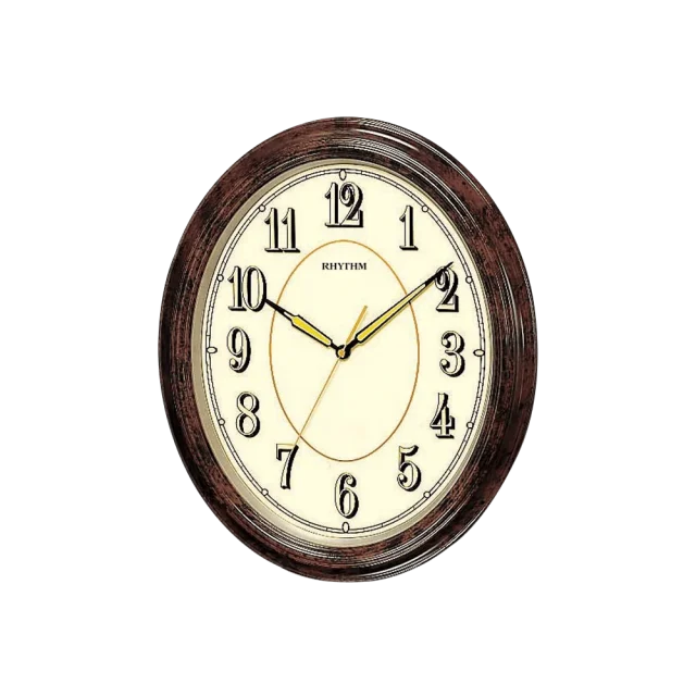 Rhythm Wall Clock, Glow In The Dark Dial, Wood Grain Plastic Case - CMG712NR06