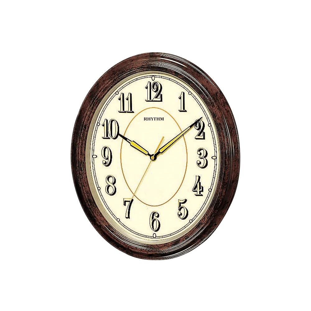 Rhythm Wall Clock, Glow In The Dark Dial, Wood Grain Plastic Case - CMG712NR06