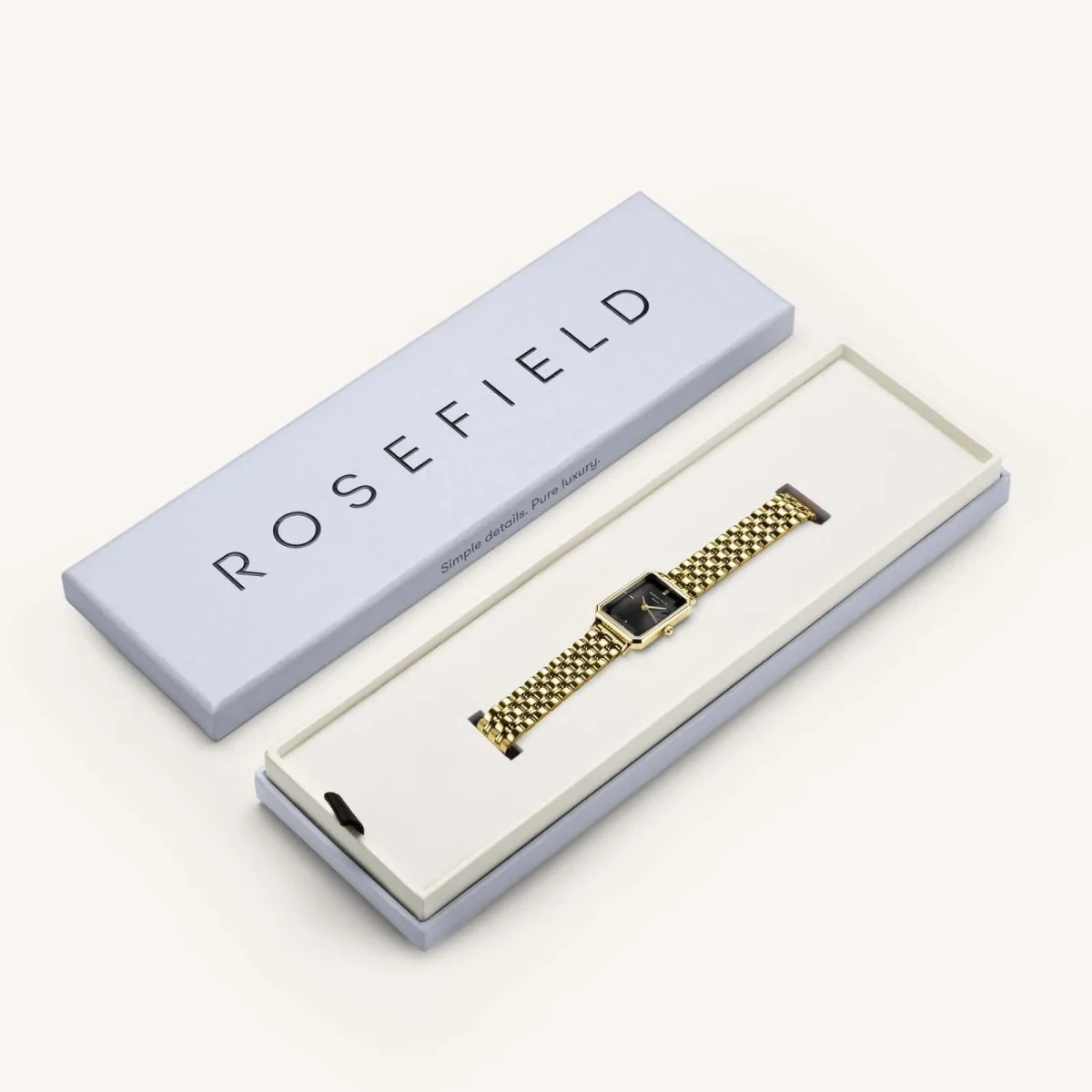 Rosefield Octagon XS Black Sunray Steel Gold - OBGSG-O61