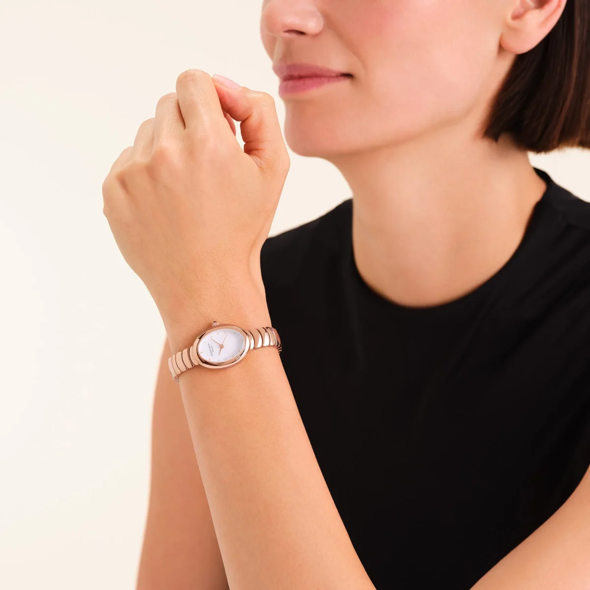 Rosefield Ovale Rose Gold Watch – Oval Case, Stainless Steel Bracelet - OVWRSR-OV21