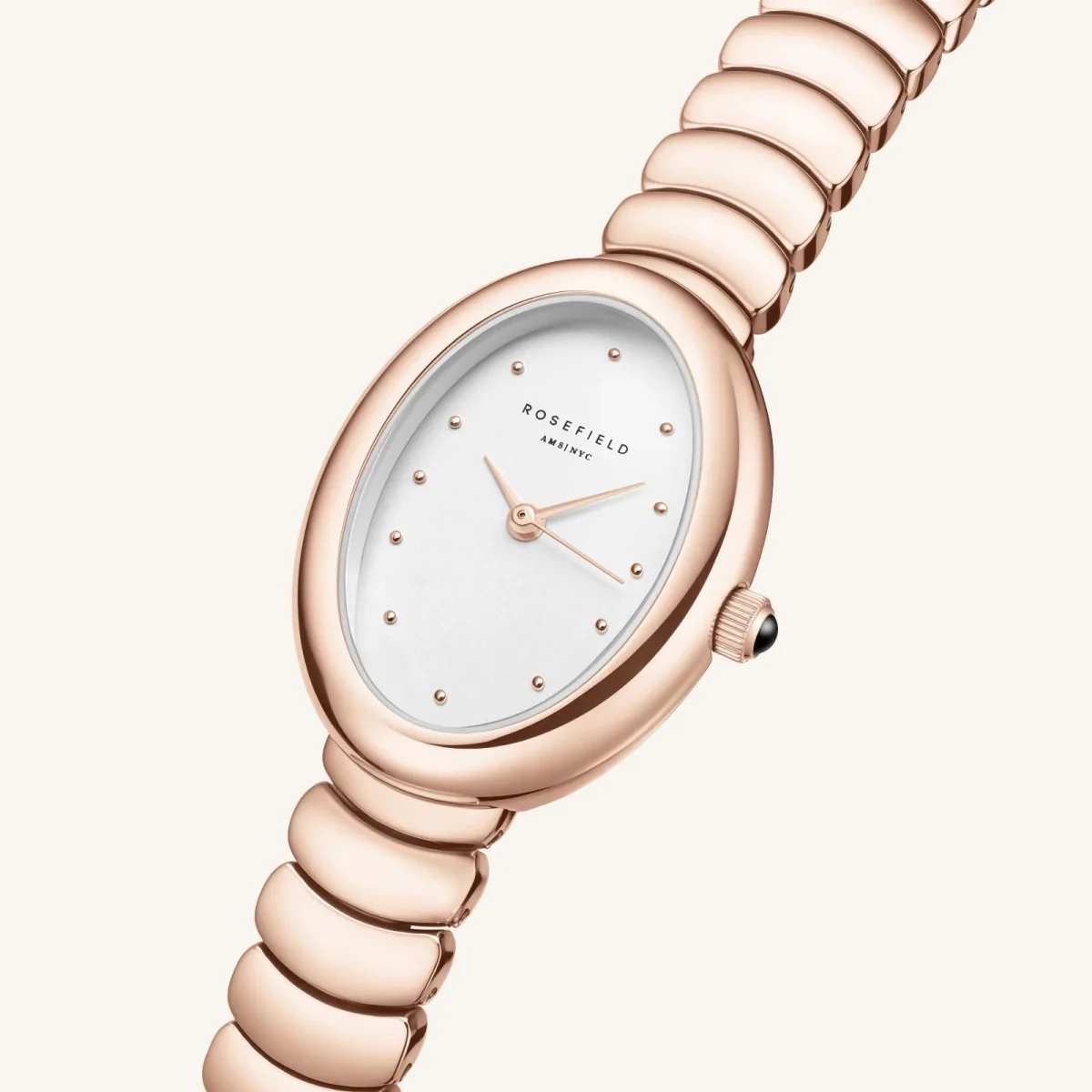 Rosefield Ovale Rose Gold Watch – Oval Case, Stainless Steel Bracelet - OVWRSR-OV21