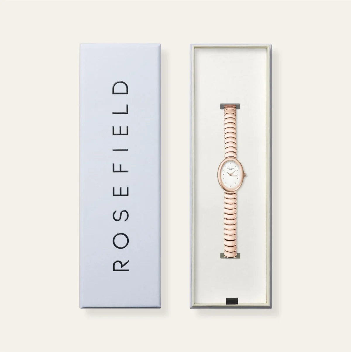Rosefield Ovale Rose Gold Watch – Oval Case, Stainless Steel Bracelet - OVWRSR-OV21