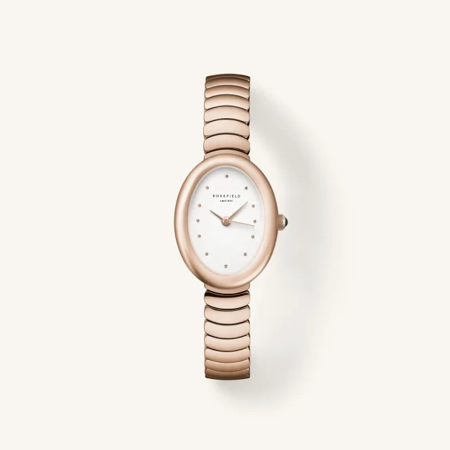 Rosefield Ovale Rose Gold Watch – Oval Case, Stainless Steel Bracelet - OVWRSR-OV21