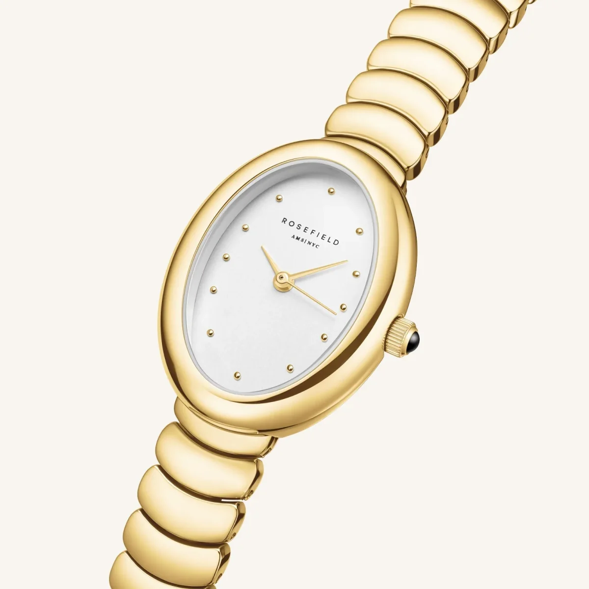 Rosefield Ovale White Gold Watch – Elegant Oval Case Stainless Steel Bracelet -  OVWGSG-OV19