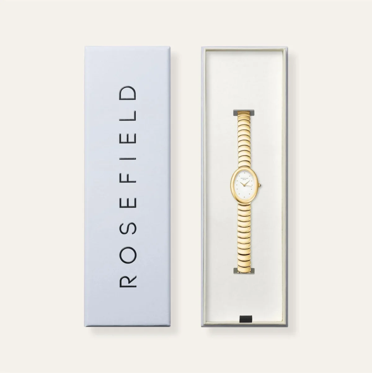 Rosefield Ovale White Gold Watch – Elegant Oval Case Stainless Steel Bracelet -  OVWGSG-OV19