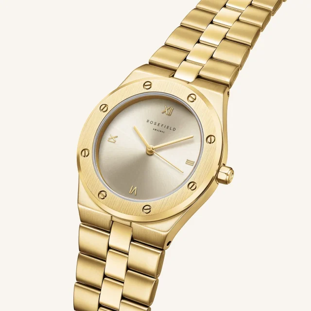 Rosefield Rose Gold Watch – Cream Sunray Dial Stainless Steel Strap - SPCGSG-SP01