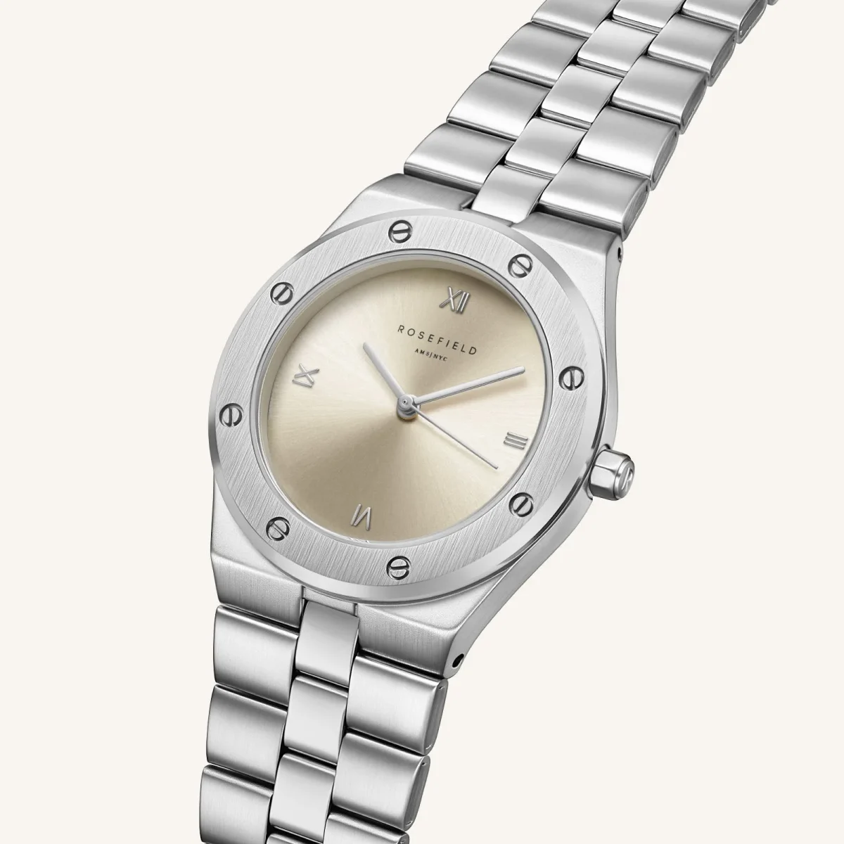 Rosefield Rose Silver Women’s Watch – Silver Stainless Steel Bracelet, Minimalist Dress Watch - SPCSSS-SP03