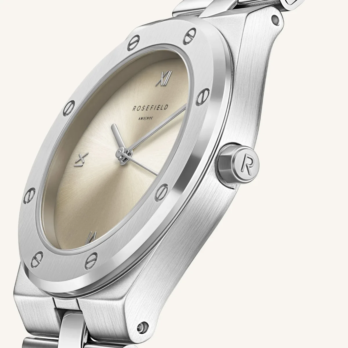 Rosefield Rose Silver Women’s Watch – Silver Stainless Steel Bracelet, Minimalist Dress Watch - SPCSSS-SP03