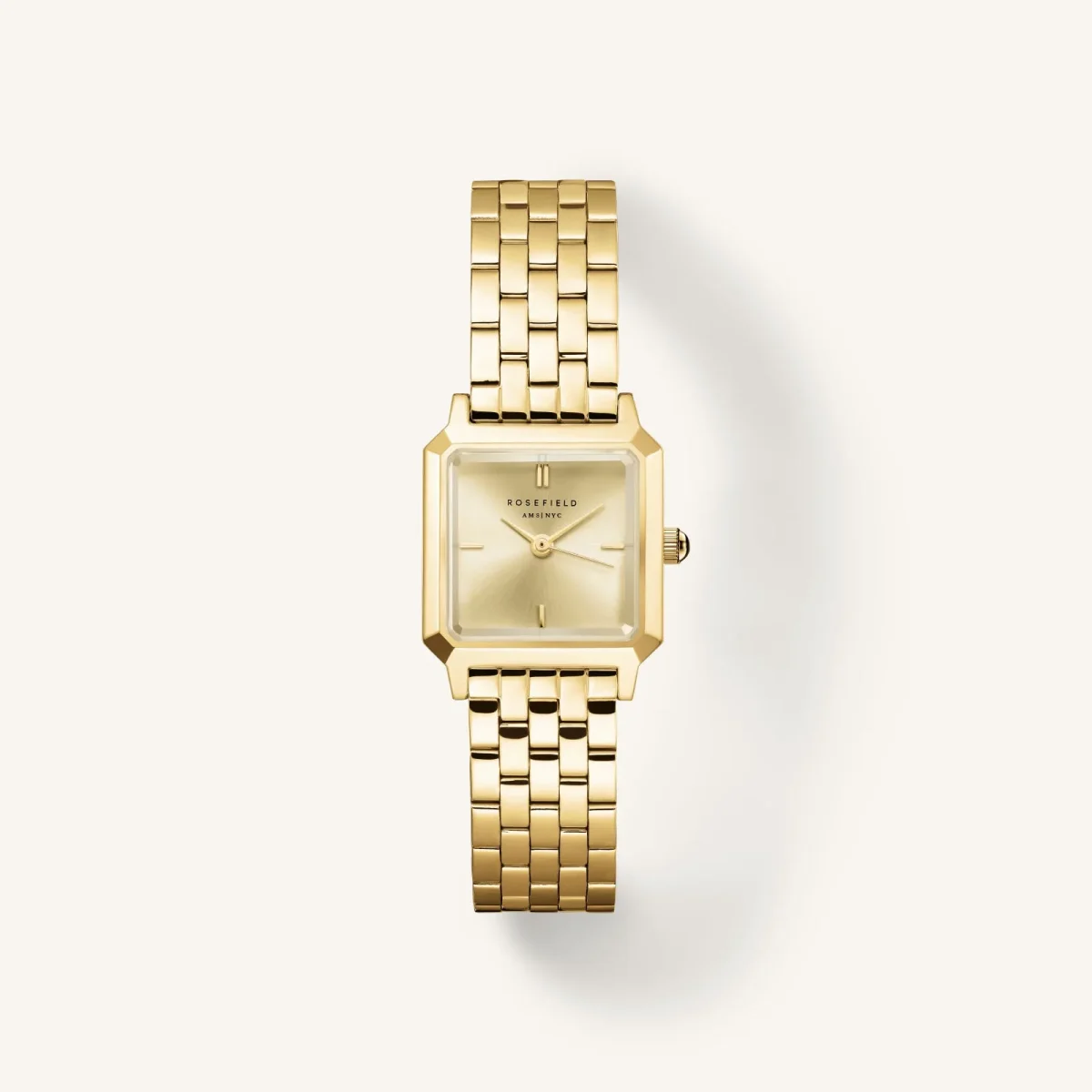 Rosefield The Boxelle Champagne dial Gold Steel Strap - BCGSG-B04