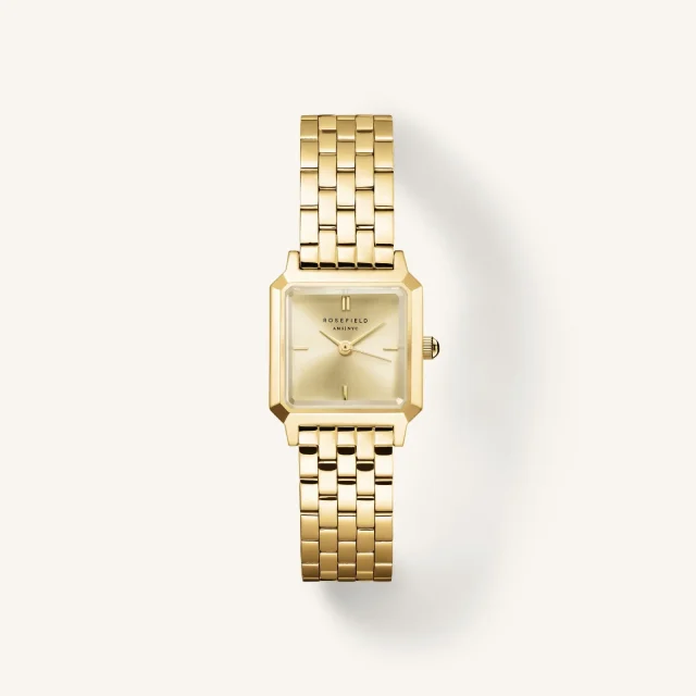 Rosefield The Boxelle Champagne dial Gold Steel Strap - BCGSG-B04