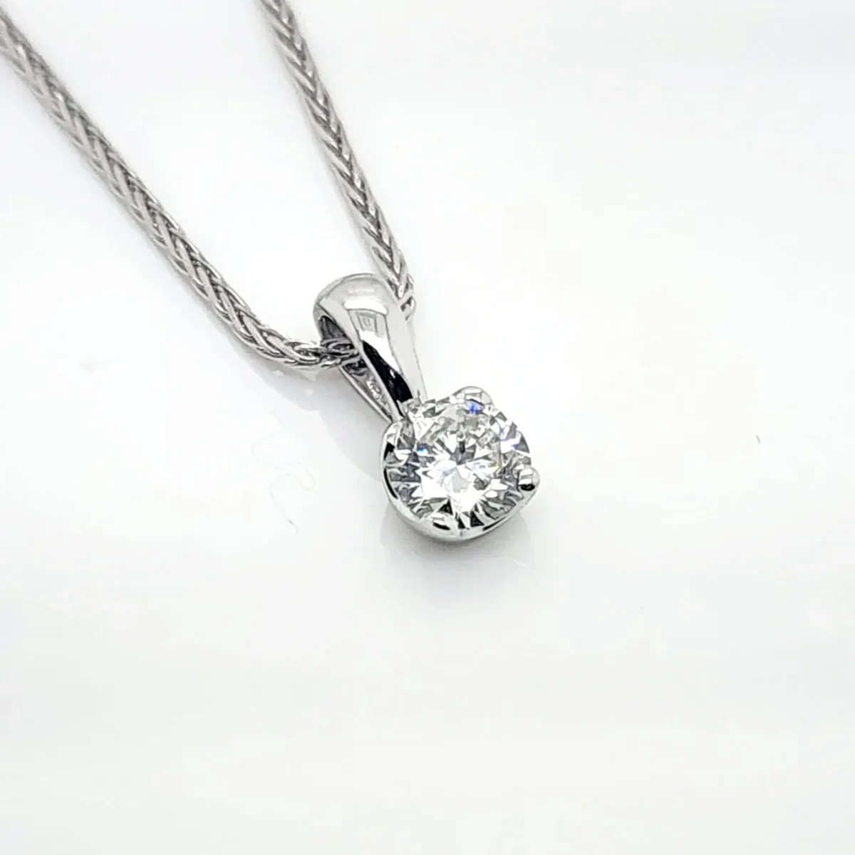 Round Brilliant 0.37ct Lab Grown Four Claw Stud Diamond Pendant 9ct White Gold - CYP3727