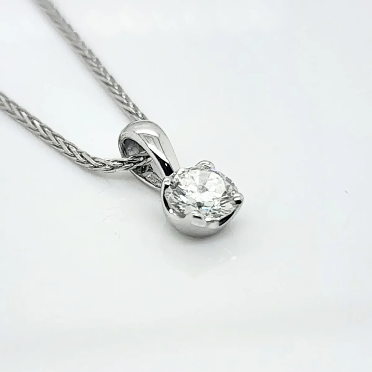 Round Brilliant 0.37ct Lab Grown Four Claw Stud Diamond Pendant 9ct White Gold - CYP3727