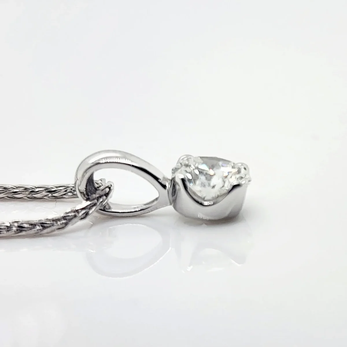 Round Brilliant 0.37ct Lab Grown Four Claw Stud Diamond Pendant 9ct White Gold - CYP3727