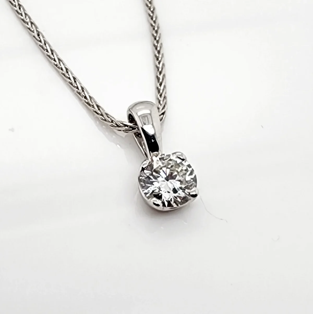 Round Brilliant 0.37ct Lab Grown Four Claw Stud Diamond Pendant 9ct White Gold - CYP3727