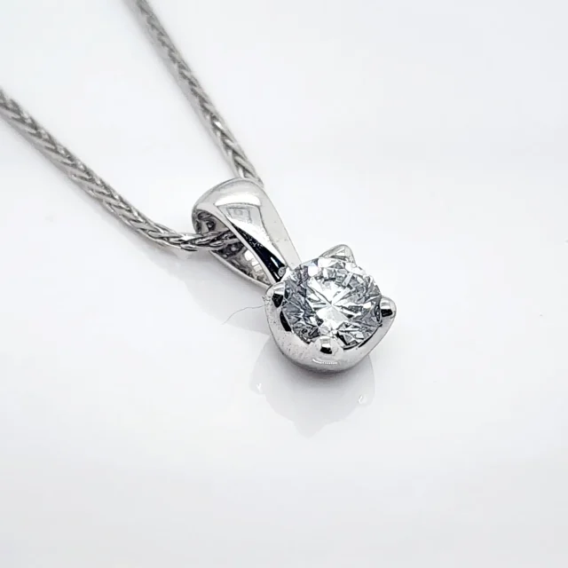 Round Brilliant 0.42ct Lab Grown Four Claw Stud Diamond Pendant 9ct White Gold - CYP1792