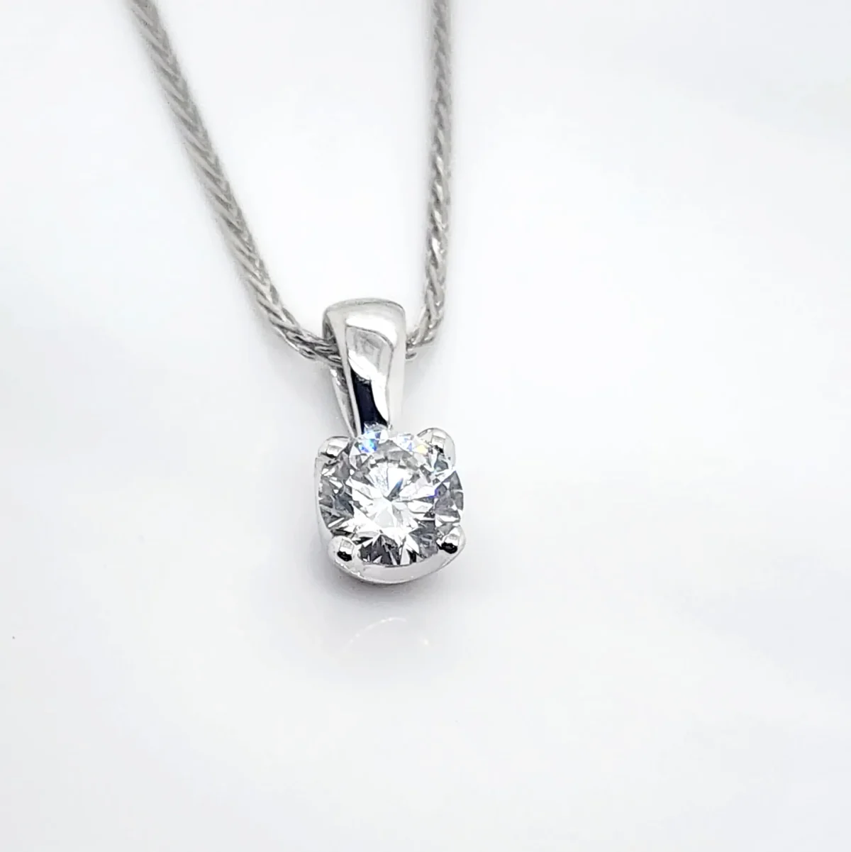 Round Brilliant 0.53ct Lab Grown Four Claw Stud Diamond Pendant 9ct White Gold - CYP1795