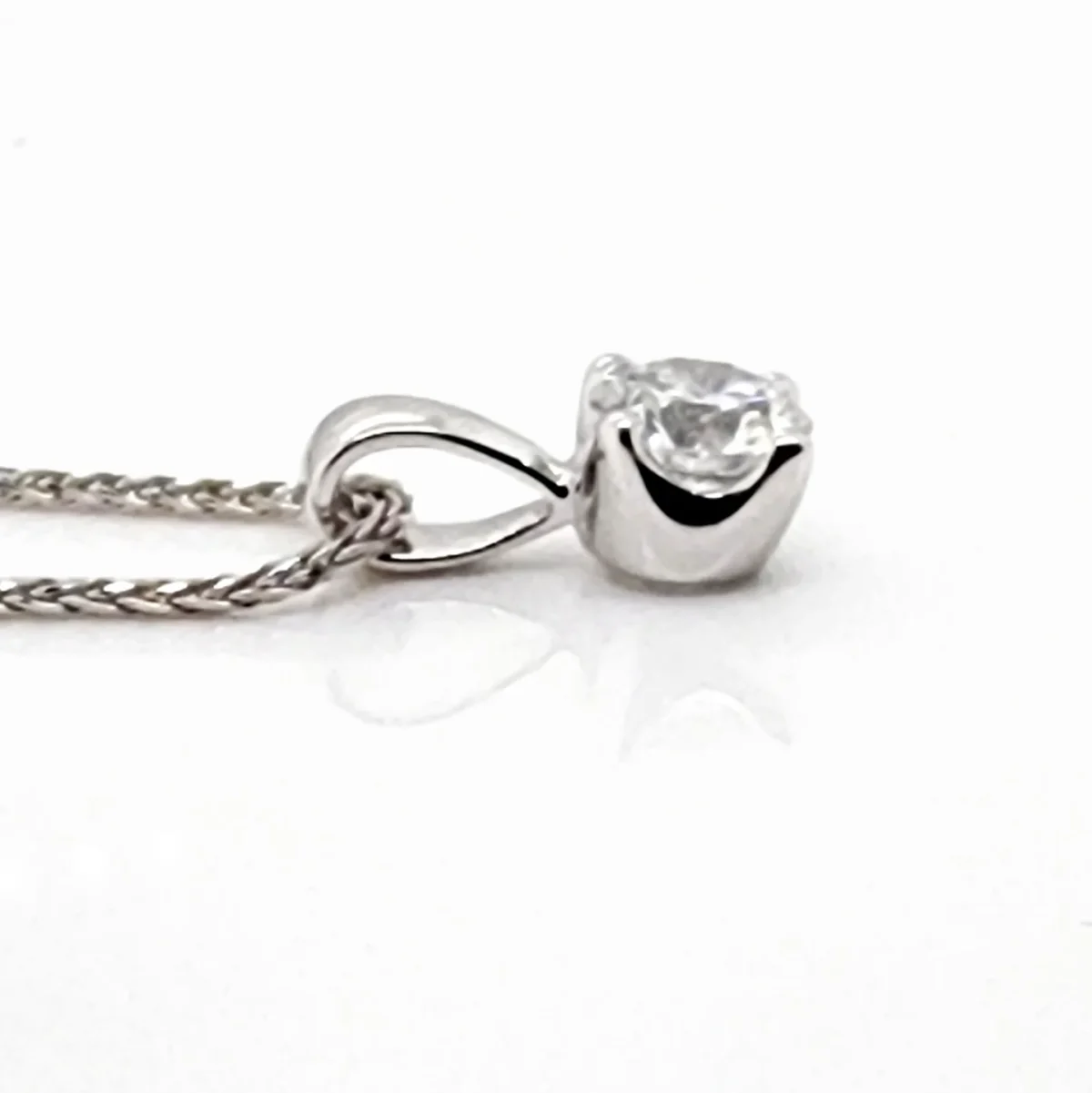 Round Brilliant 0.53ct Lab Grown Four Claw Stud Diamond Pendant 9ct White Gold - CYP1795