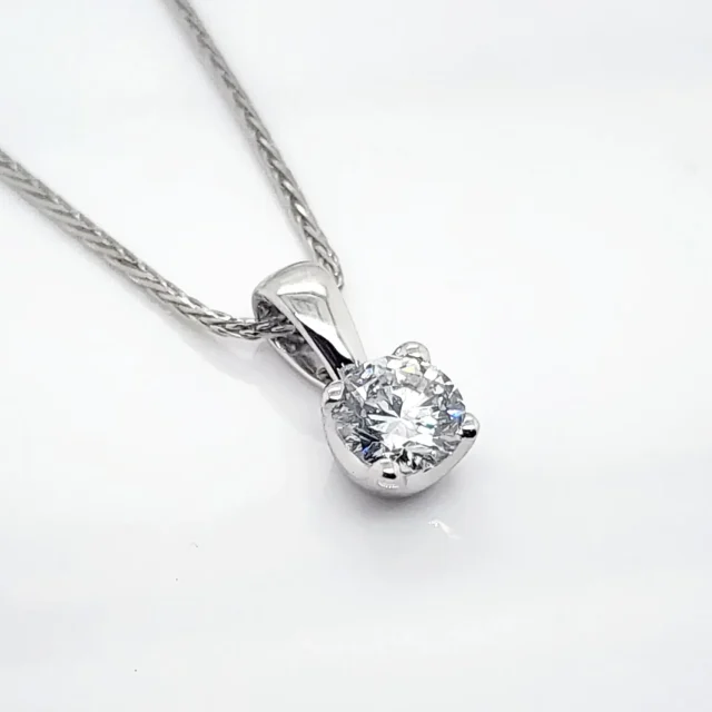 Round Brilliant 0.53ct Lab Grown Four Claw Stud Diamond Pendant 9ct White Gold - CYP1795