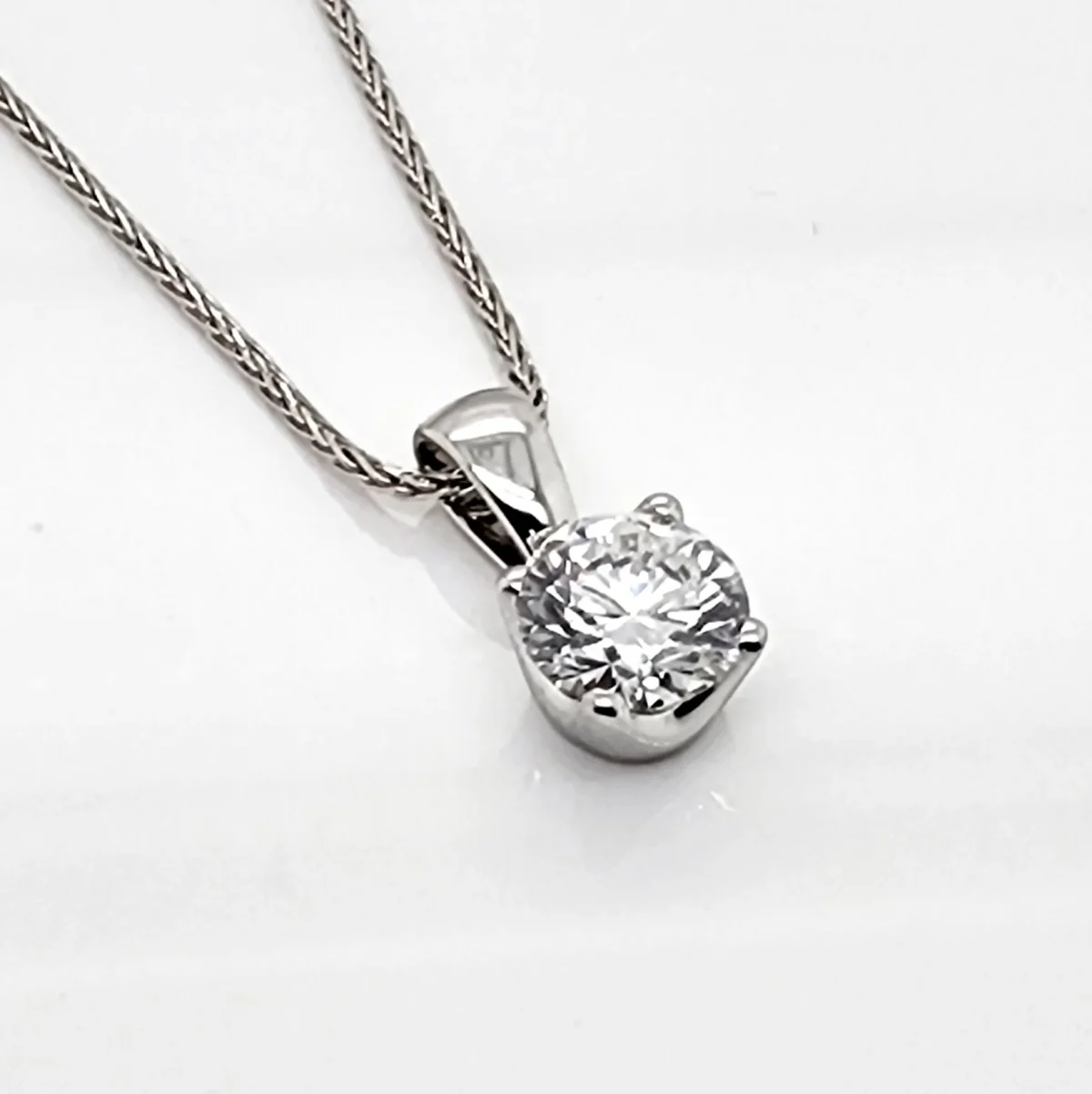 Round Brilliant 1.03ct Lab Grown Four Claw Stud Diamond Pendant 9ct White Gold - CYP3656