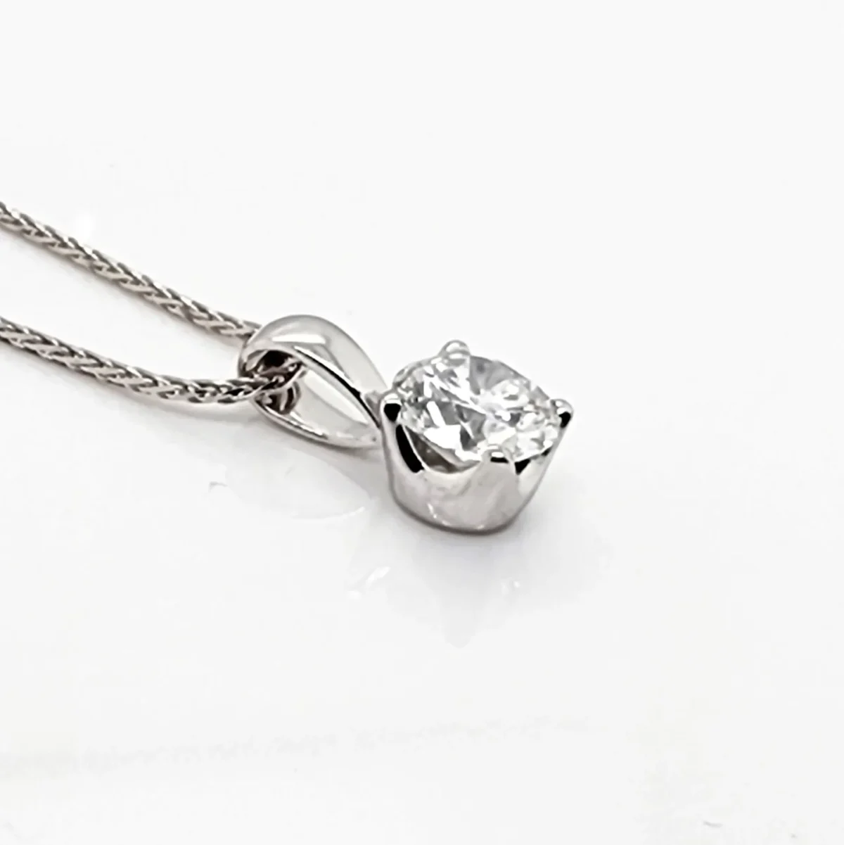 Round Brilliant 1.03ct Lab Grown Four Claw Stud Diamond Pendant 9ct White Gold - CYP3656