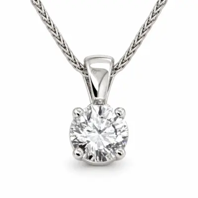 Round Brilliant 1.03ct Lab Grown Four Claw Stud Diamond Pendant 9ct White Gold - CYP3656