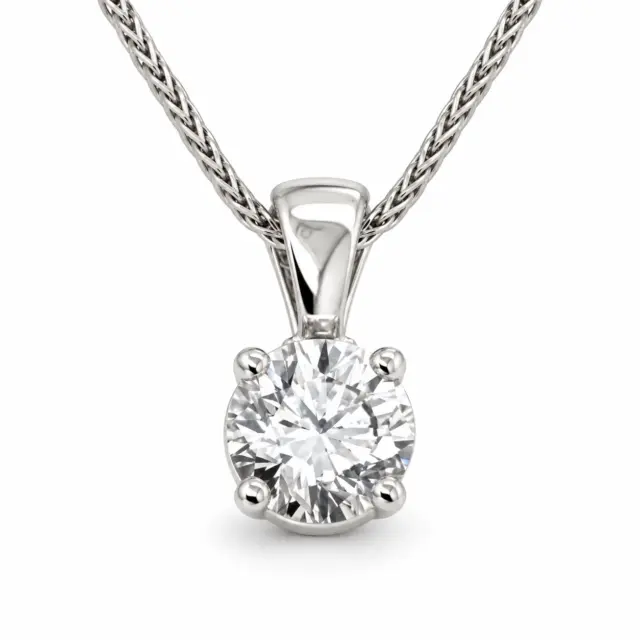Round Brilliant 1.03ct Lab Grown Four Claw Stud Diamond Pendant 9ct White Gold - CYP3656