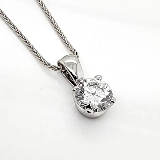 Round Brilliant 1.03ct Lab Grown Four Claw Stud Diamond Pendant 9ct White Gold - CYP3656