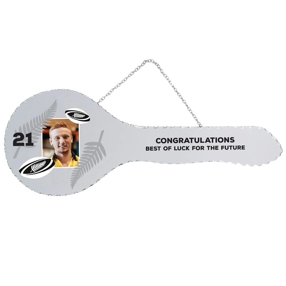 RUGBY DESIGN MIRRORED / GLASS PHOTO BIRTHDAY KEY - KM204