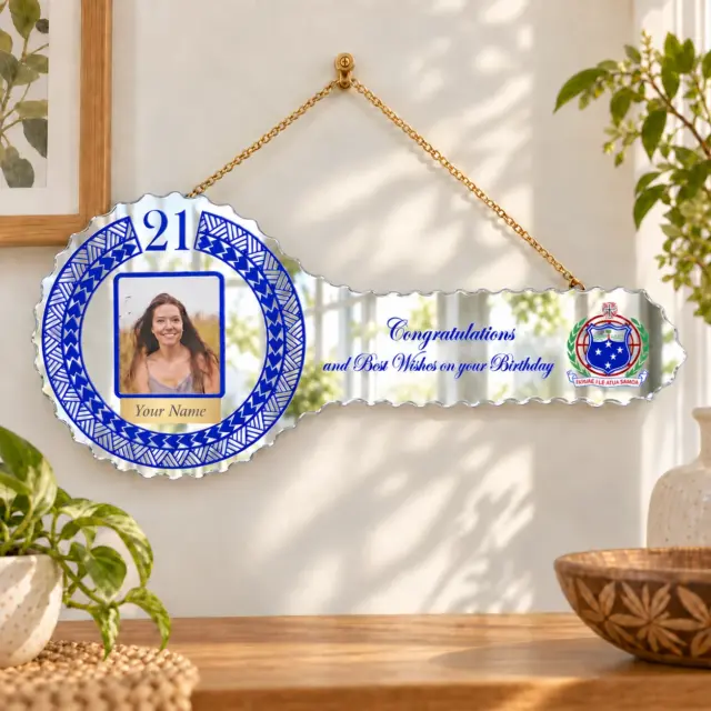 Samoan Tattoo Design with Samoan Sila Mirrored / Glass Photo 21st Birthday Key - SJ2415