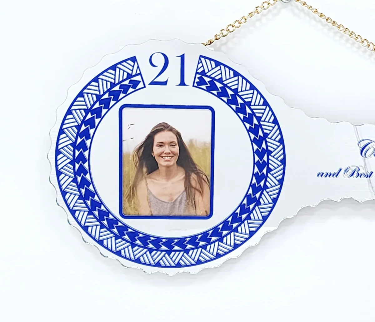Samoan Tattoo Design with Samoan Sila Mirrored / Glass Photo 21st Birthday Key - SJ2415