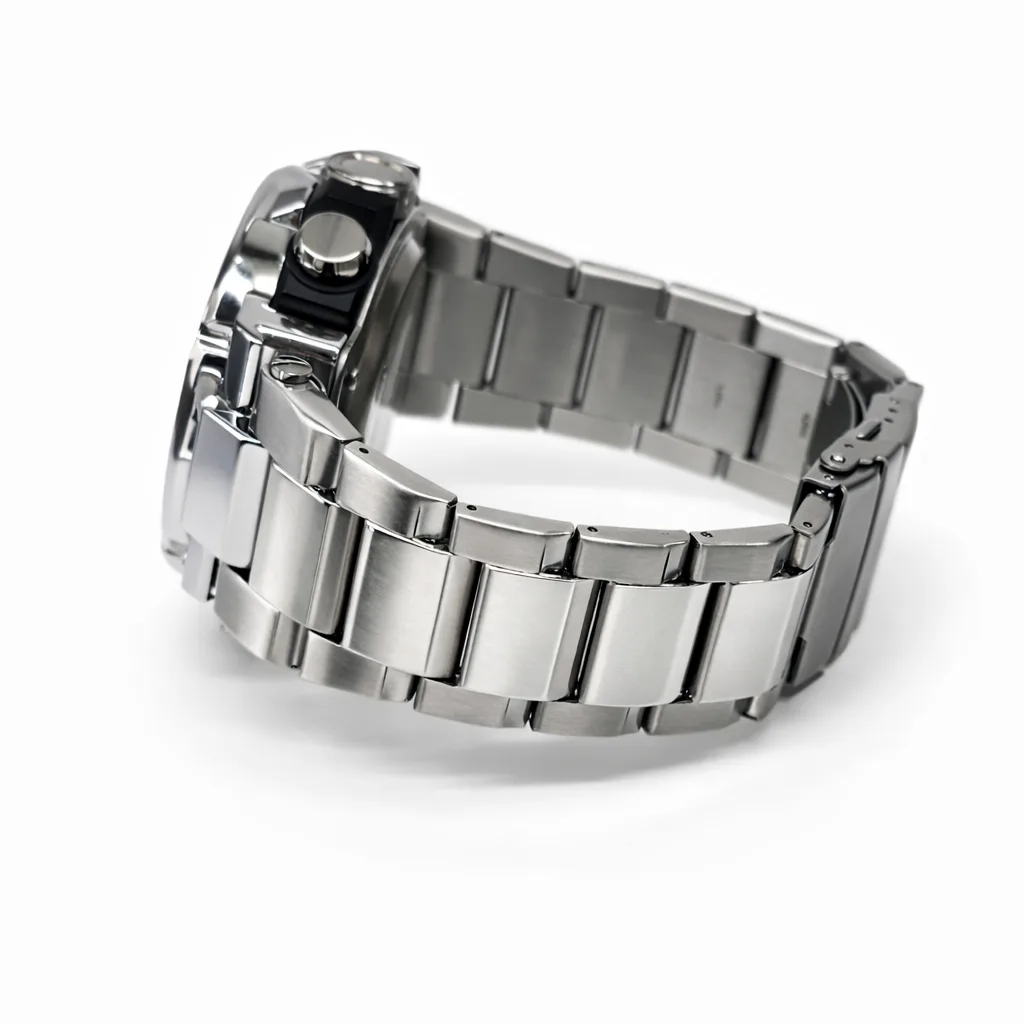 SANDA 6183 Gents Stainless Steel Dual Display Watch – Black Dial