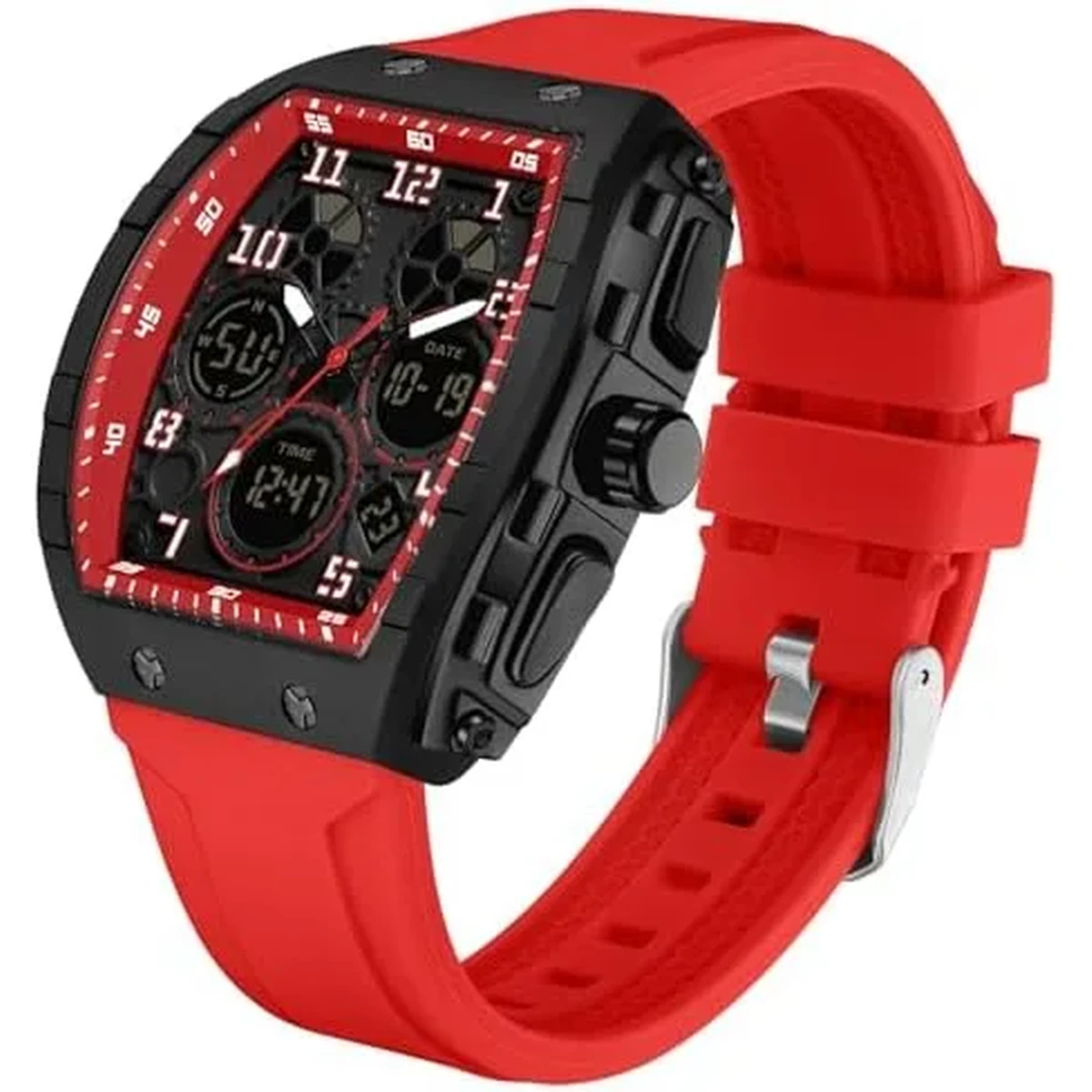 SANDA Casual Sports Men's Dual Time Watch - 6157-RED