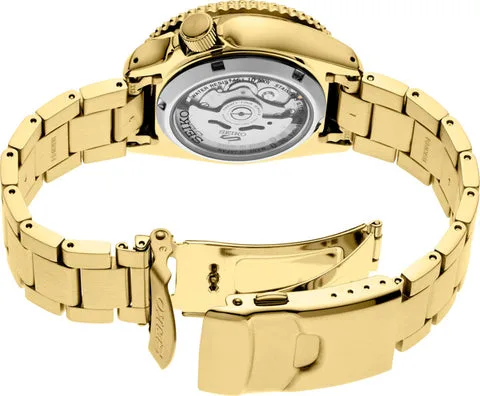 SEIKO 5 SPORTS Automatic 100m Water Proof Gold Case & Band, Black Dial Watch - SRPK18J