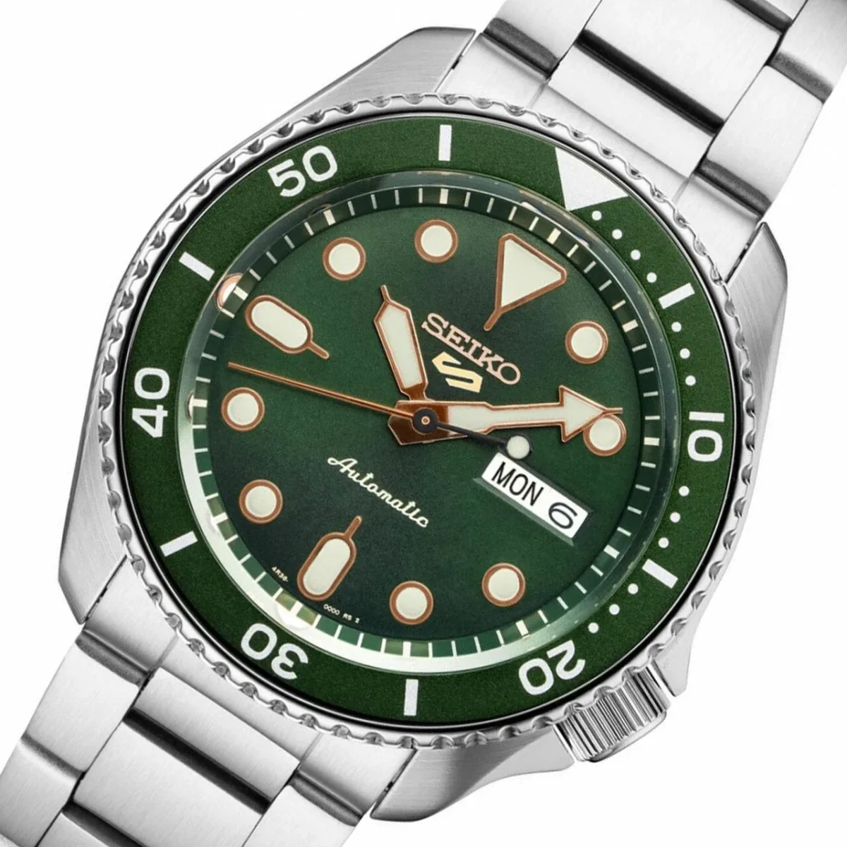 Seiko 5 Sports Automatic Watch SRPD63K – 42.5mm Green Dial, Stainless Steel Bracelet