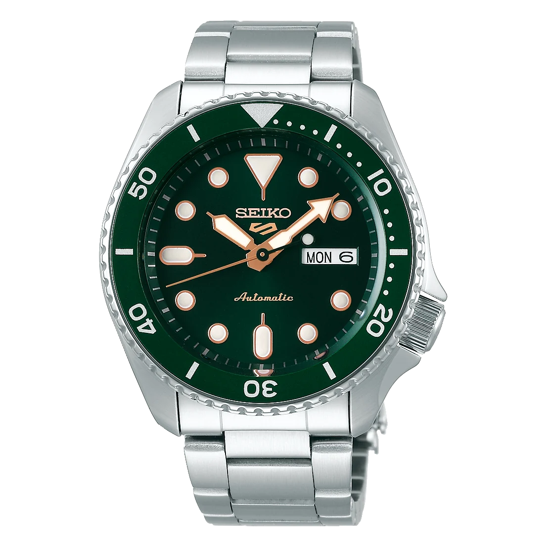 Seiko 5 Sports Automatic Watch SRPD63K – 42.5mm Green Dial, Stainless Steel Bracelet