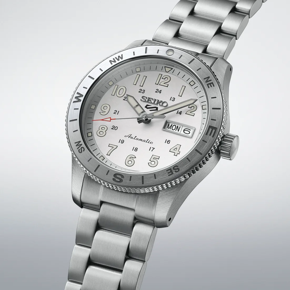 Seiko 5 Sports Field HDB007K1 Automatic Men's White Dial Compass Bezel Watch