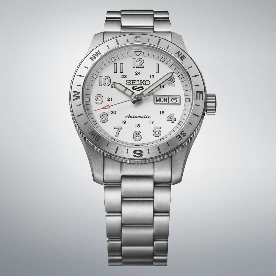 Seiko 5 Sports Field HDB007K1 Automatic Men's White Dial Compass Bezel Watch