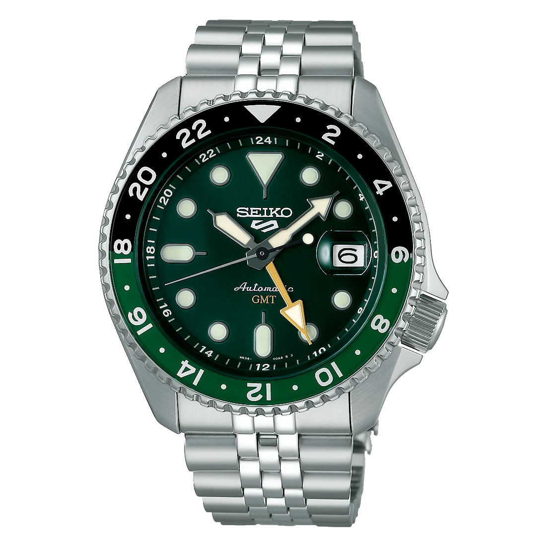Seiko 5 Sports Mens Automatic SKX GMT Bi-Colour Green 100M WR Watch - SSK035K