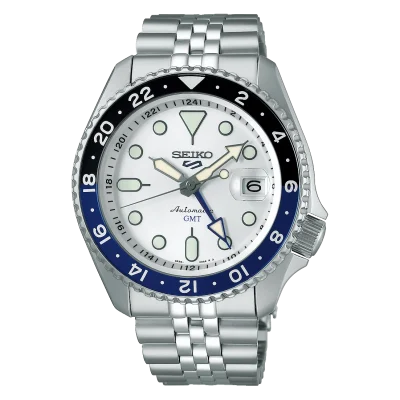Seiko 5 Sports Mens Automatic SKX GMT Sky Blue, Silver Cloud 100M WR Watch - SSK033K