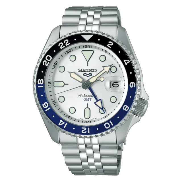 Seiko 5 Sports Mens Automatic SKX GMT Sky Blue, Silver Cloud 100M WR Watch - SSK033K