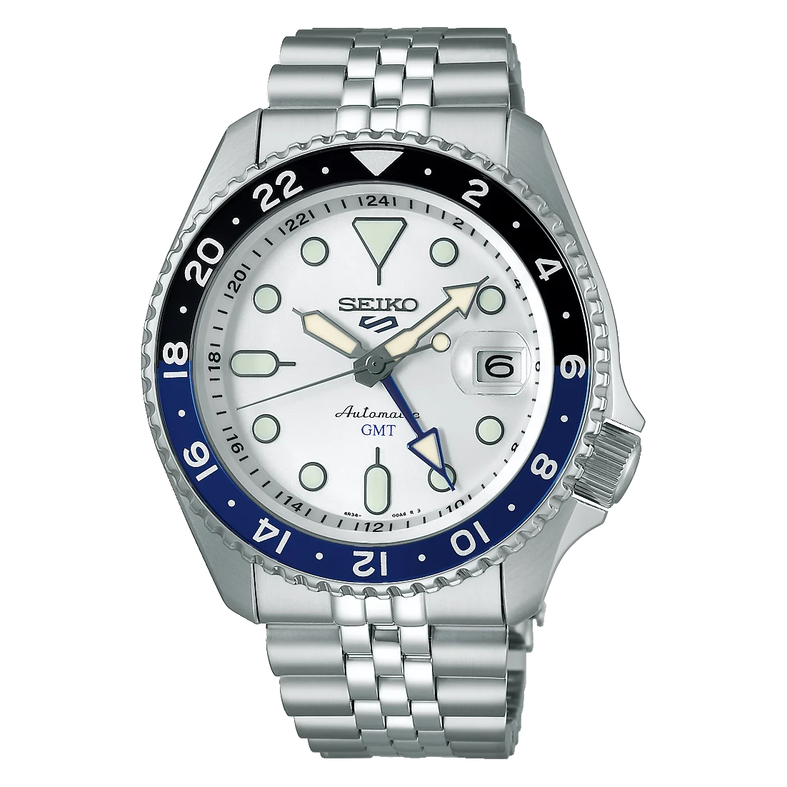 Seiko 5 Sports Mens Automatic SKX GMT Sky Blue, Silver Cloud 100M WR Watch - SSK033K
